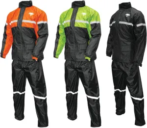 Nelson Rigg Stormrider Rain Suit; 100% Waterproof, Pants and Jacket Included with Reflective Striping (Orange/Black, 3X-Large)