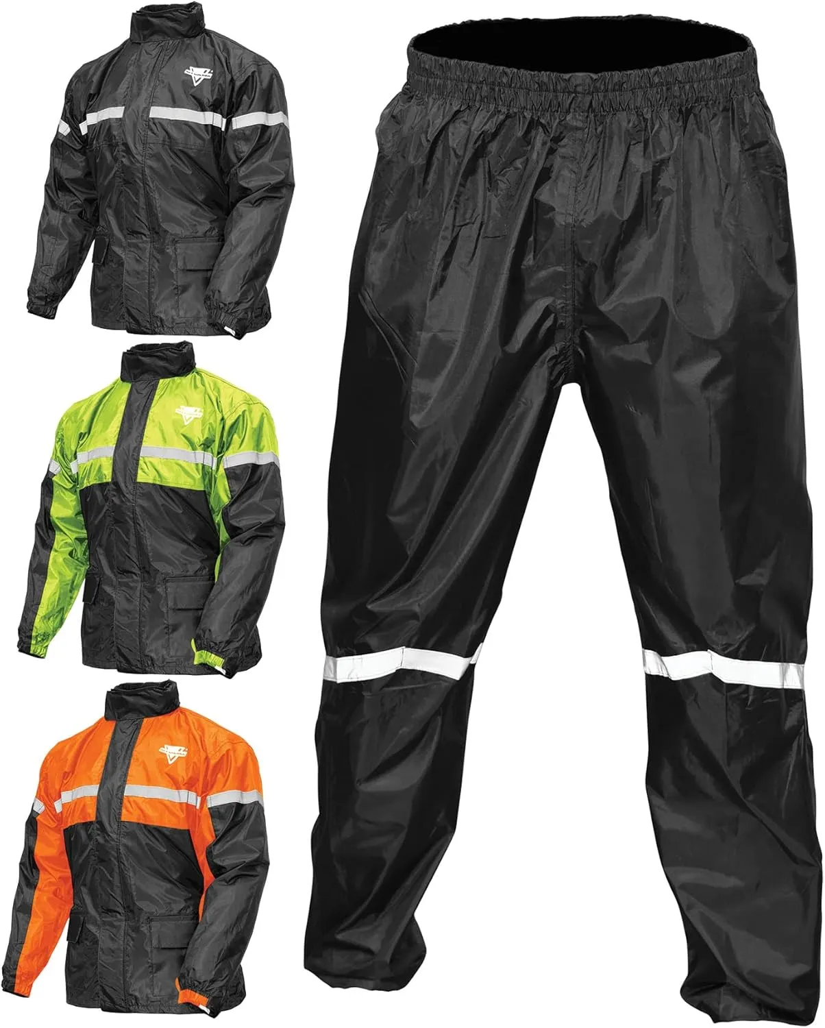 Nelson Rigg Stormrider Rain Suit; 100% Waterproof, Pants and Jacket Included with Reflective Striping (Orange/Black, 3X-Large)