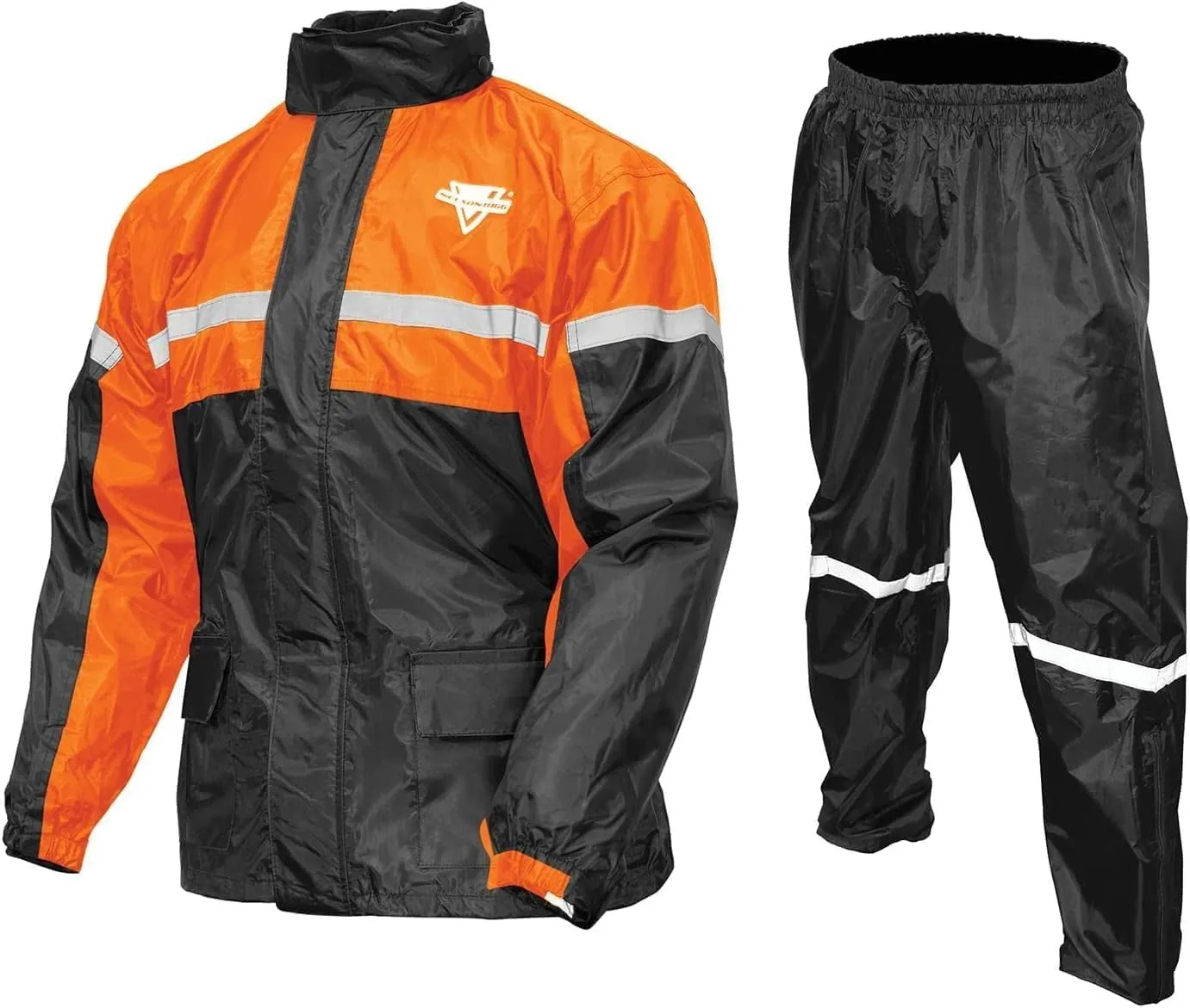 Nelson Rigg Stormrider Rain Suit; 100% Waterproof, Pants and Jacket Included with Reflective Striping (Orange/Black, 3X-Large)