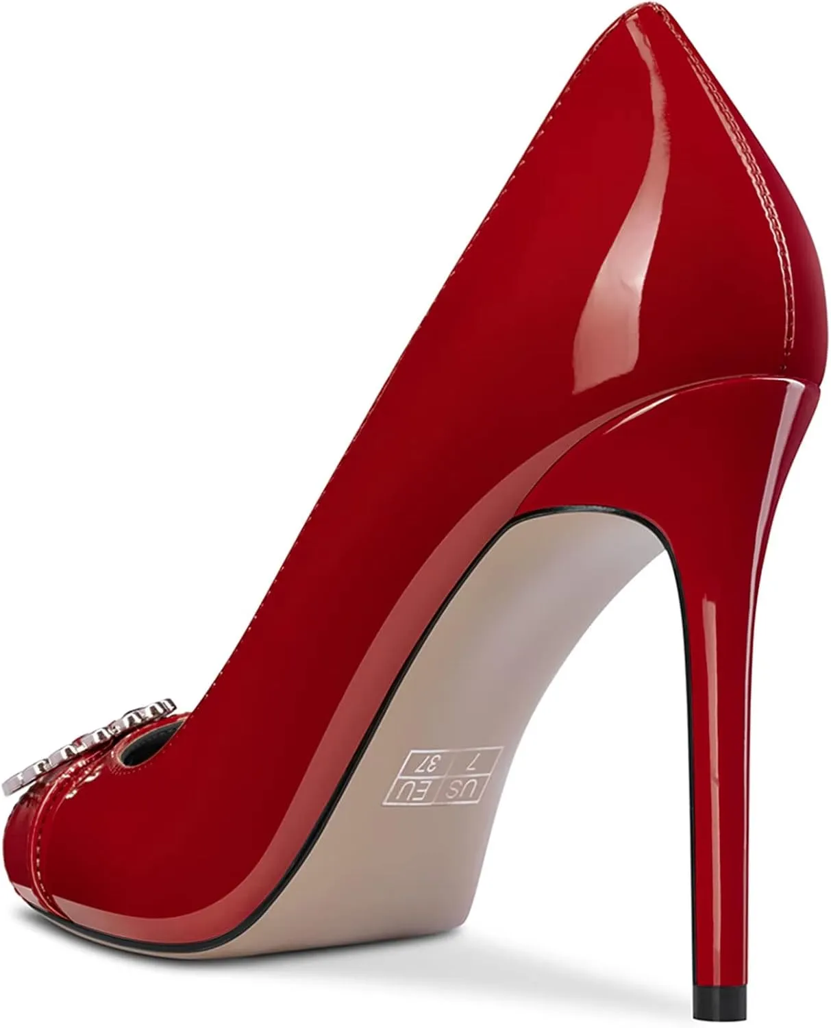 NobleOnly Women High Stiletto Heel Pointed Toe Slip-on Rhinestone Crystal Pumps Wedding Casual Glitter Dress Shoes 3.9 Inches Heels