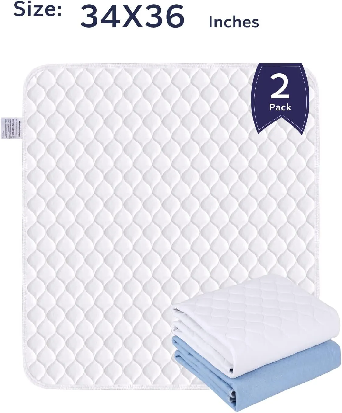 Non-Slip Bed Pads,34"X36" (2 Pack),Waterproof Washable Underpads Mattress Protector,Reusable Highly Absorbency Incontinence Bed Pads for Aldults,Seniors and Pets