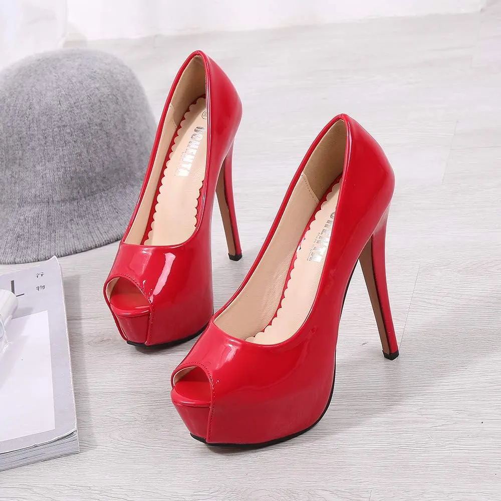 OCHENTA Women's Peep Toe Prom Heels Platform High Heels Sexy Dress Pumps