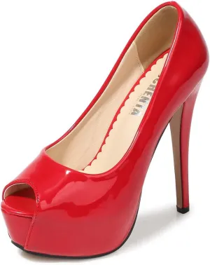OCHENTA Women's Peep Toe Prom Heels Platform High Heels Sexy Dress Pumps
