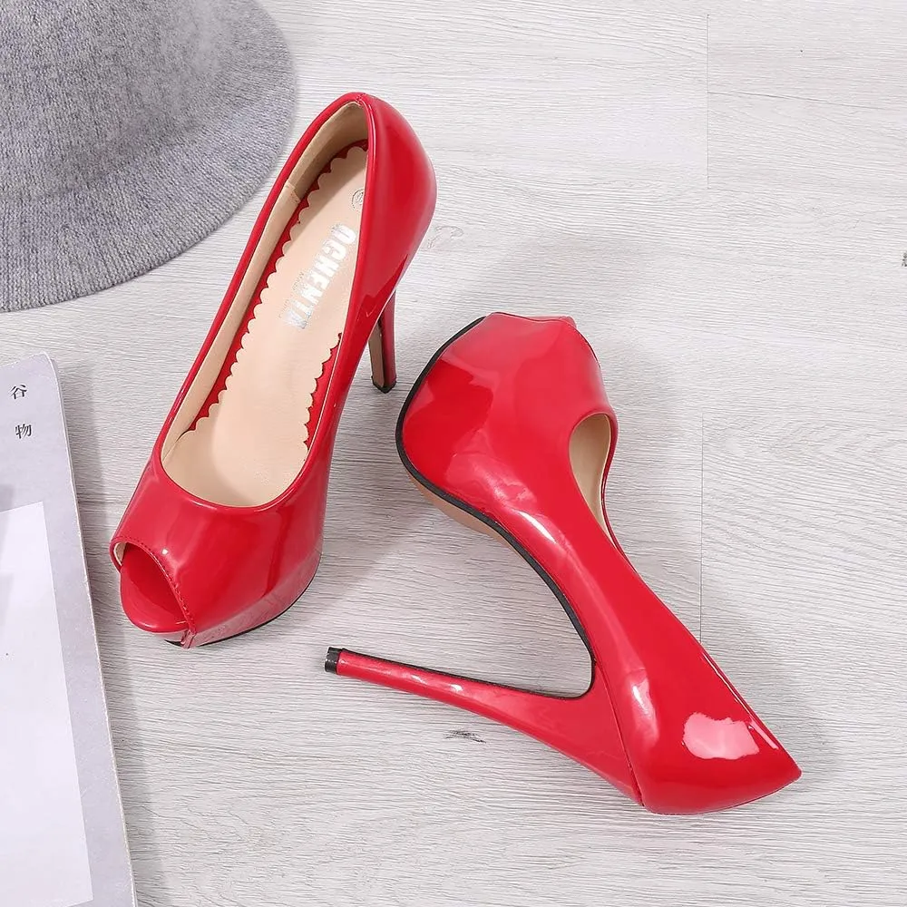 OCHENTA Women's Peep Toe Prom Heels Platform High Heels Sexy Dress Pumps