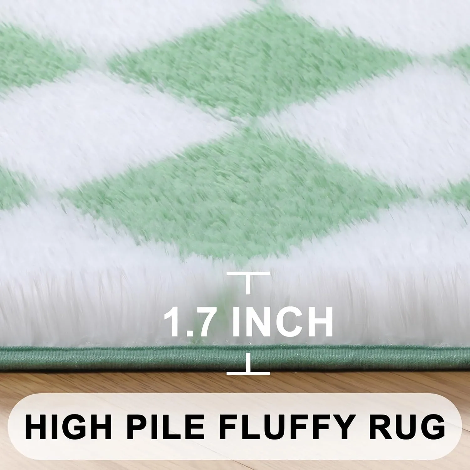 ONASAR Sage Green and White Rugs for Living Room 5x8, Soft Fluffy Modern Large Shaggy Checkered Area Rugs for Bedroom, Shag Furry Plush Fuzzy Floor Carpet for Boys Girls Teen Room Nursery Playroom