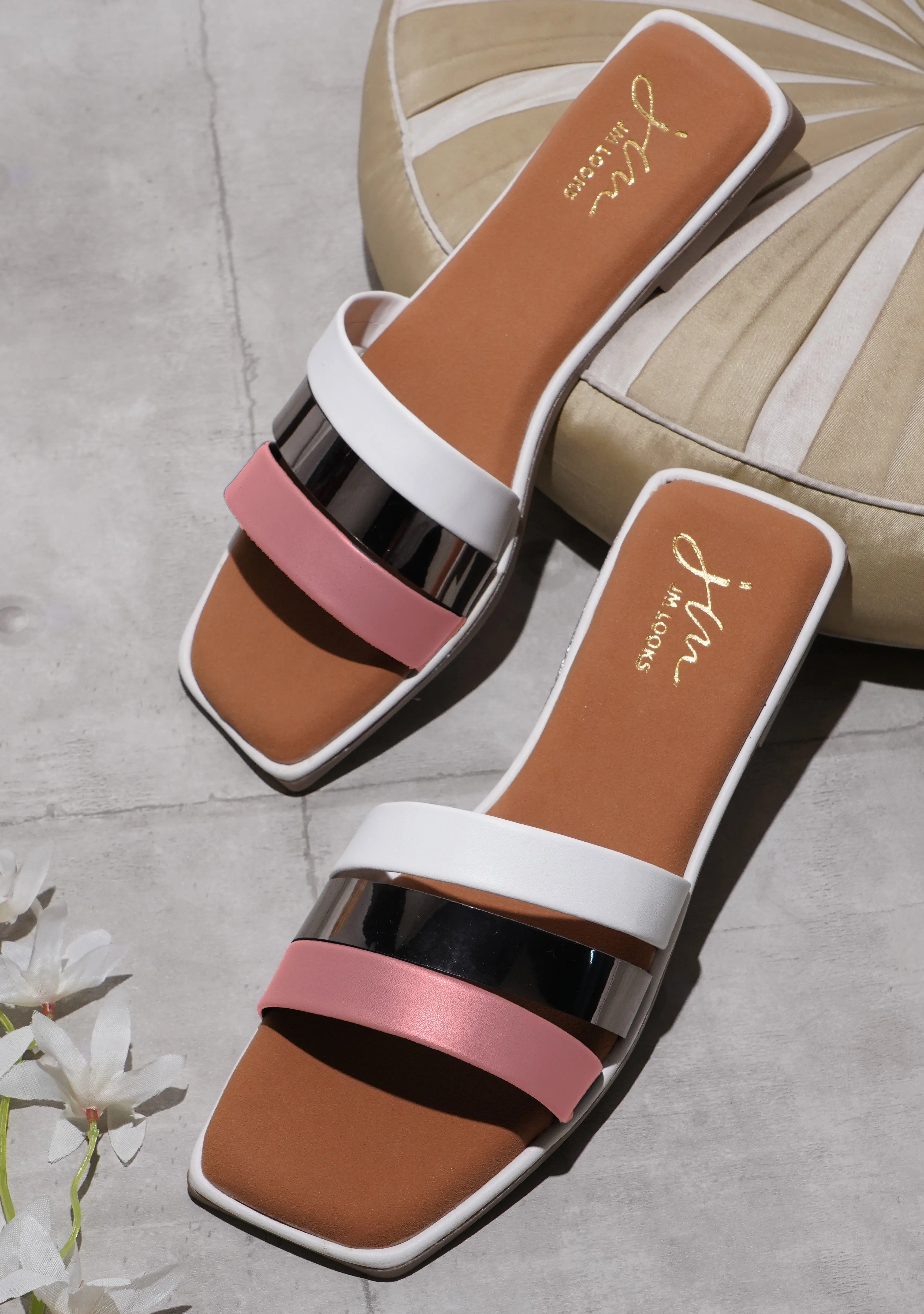 Open-Toe Slip-On Flat Sandals