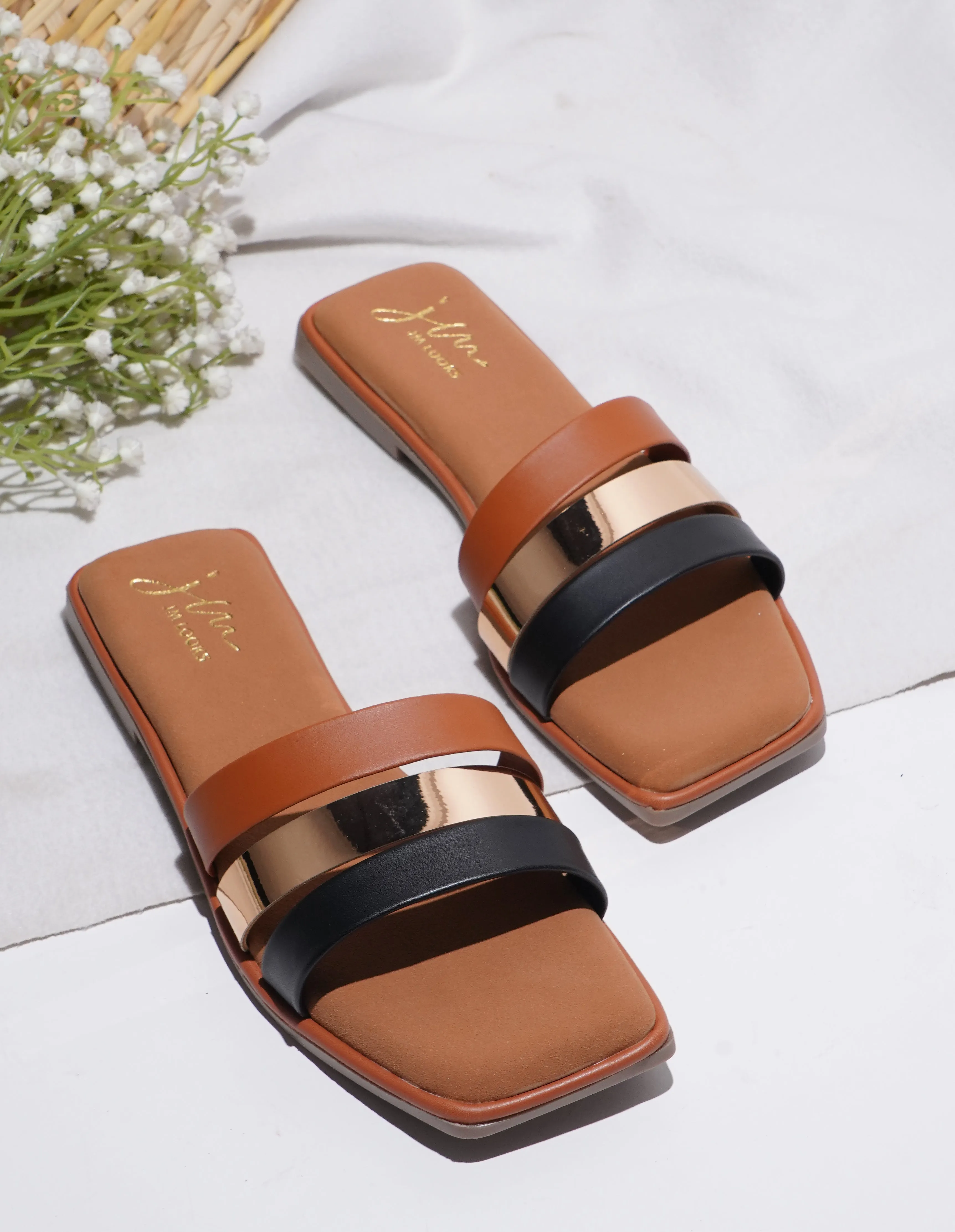 Open-Toe Slip-On Flat Sandals