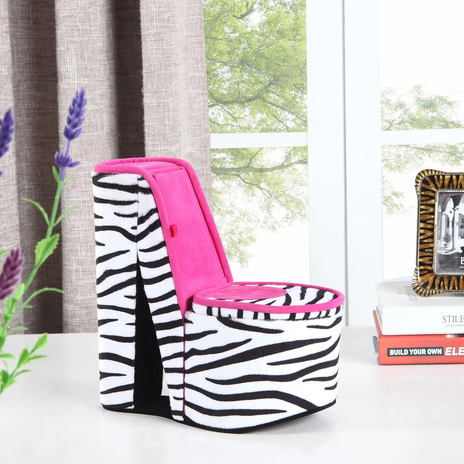 Ore International HBB1840 High Heel Shoe Hidden Jewelry Box, Zebra Print, 9"