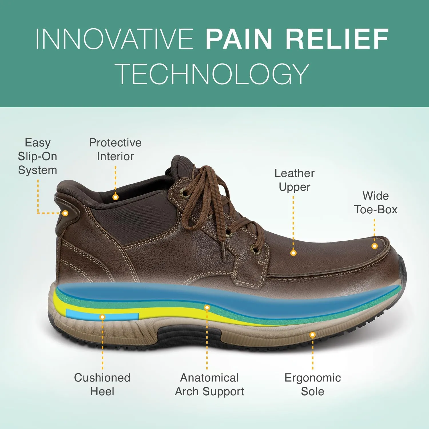 Orthofeet Men's Orthopedic Leather Verno Hands-Free Boot