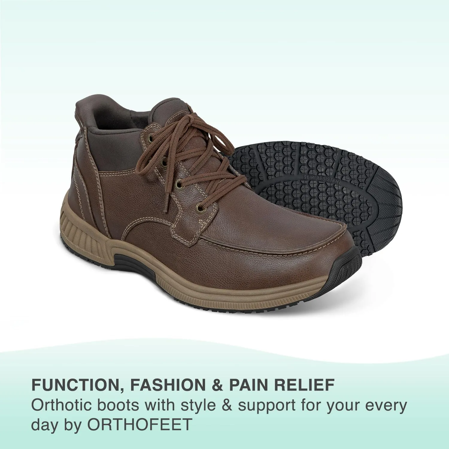 Orthofeet Men's Orthopedic Leather Verno Hands-Free Boot