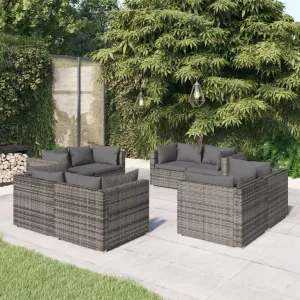 Outdoor Patio Furniture,8 Piece Patio Lounge Set with Cushions Poly Rattan GrayDesigned for Camping, Resting, Outdoors.