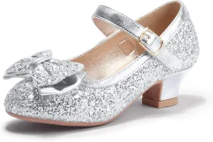 PANDANINJIA Girls Toddler/Little Kid Jada Dress Mary Jane Pumps Bow Low Heels Party Wedding Princess Shoes