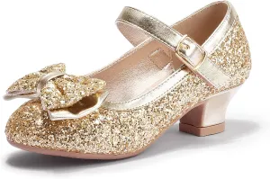 PANDANINJIA Girls Toddler/Little Kid Jada Dress Mary Jane Pumps Bow Low Heels Party Wedding Princess Shoes
