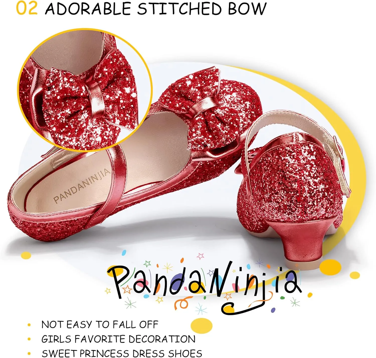 PANDANINJIA Girls Toddler/Little Kid Jada Dress Mary Jane Pumps Bow Low Heels Party Wedding Princess Shoes