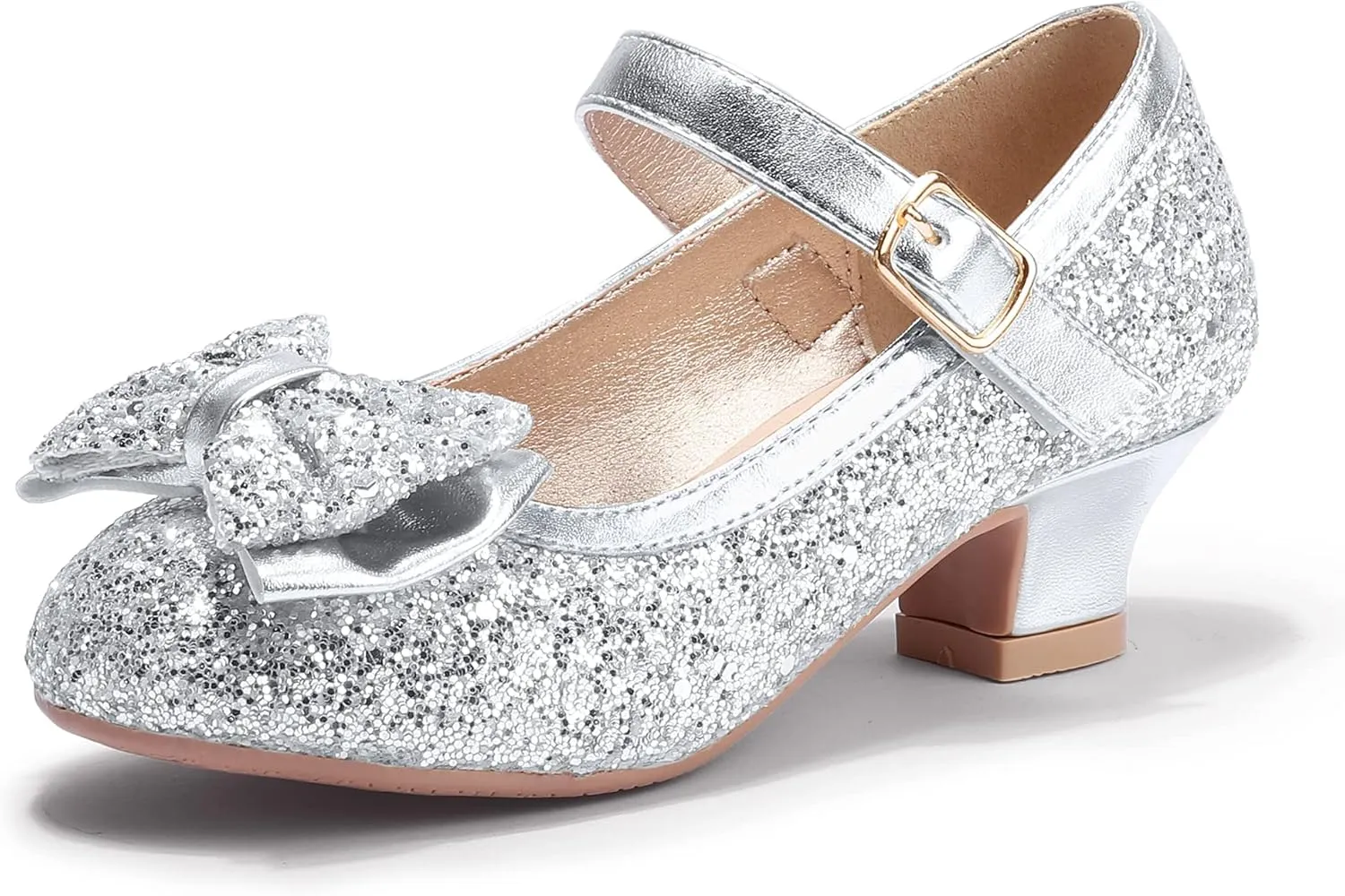 PANDANINJIA Girls Toddler/Little Kid Jada Dress Mary Jane Pumps Bow Low Heels Party Wedding Princess Shoes