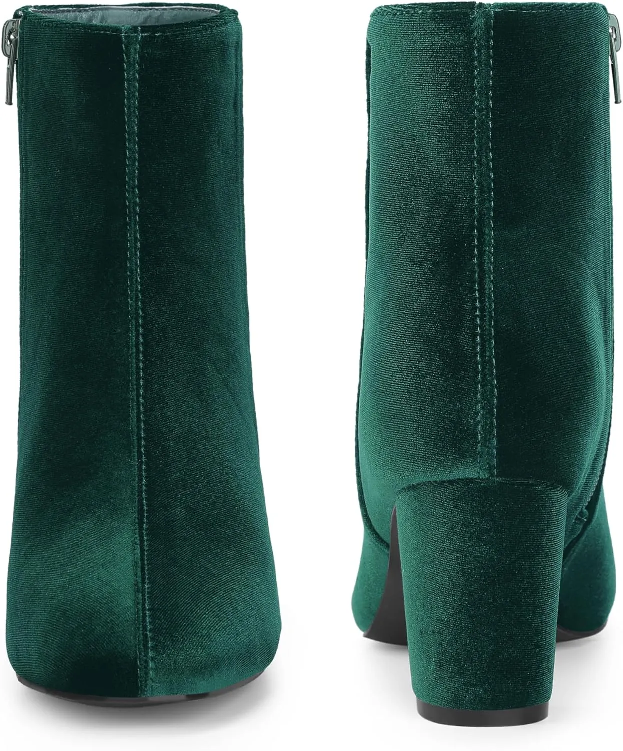 Perphy Faux Velvet Round Toe Chunky Heels Ankle Boots for Women