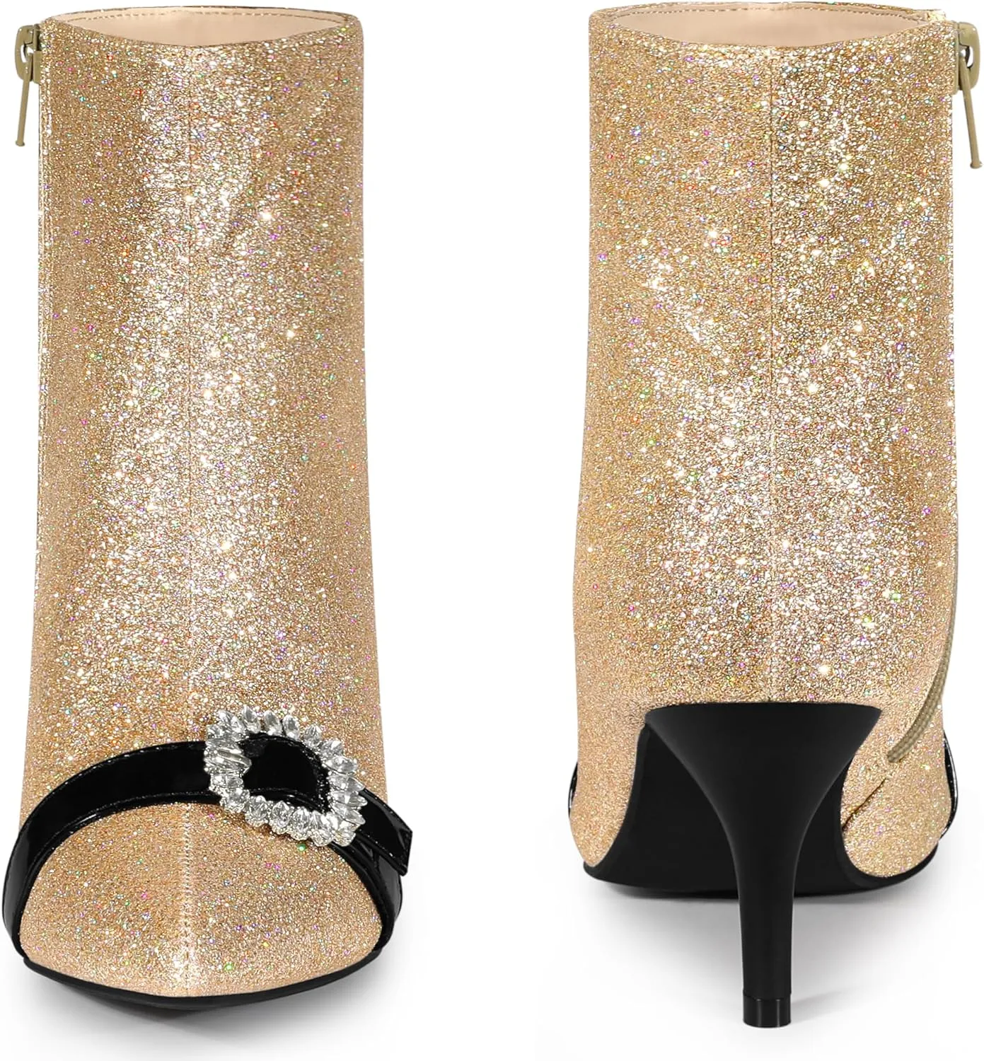 Perphy Glitter Boot Rhinestone Pointed Toe Stiletto Heel Ankle Boots for Women