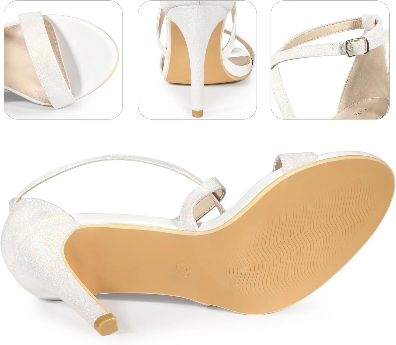 Perphy Glitter Crisscross Strappy Stiletto Heels Sandals for Women