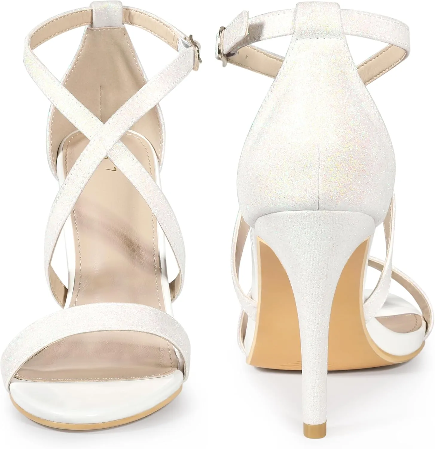 Perphy Glitter Crisscross Strappy Stiletto Heels Sandals for Women