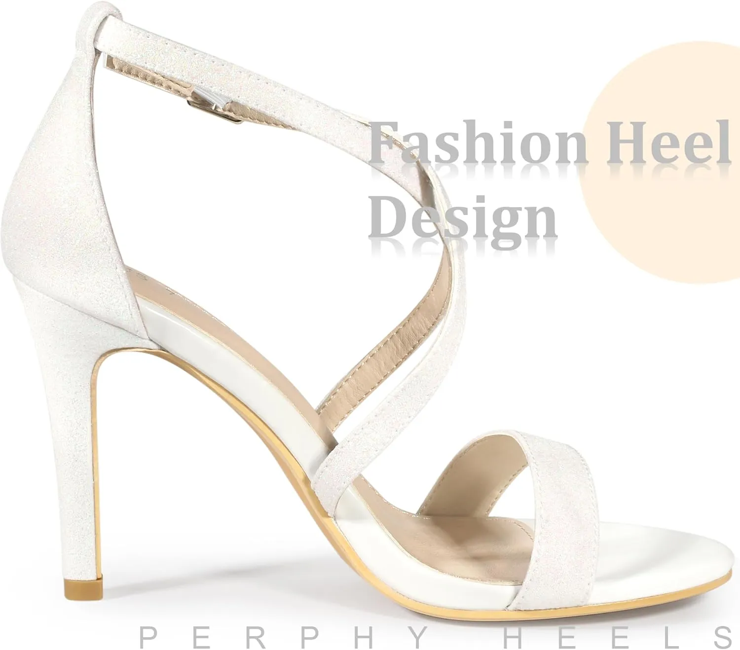 Perphy Glitter Crisscross Strappy Stiletto Heels Sandals for Women