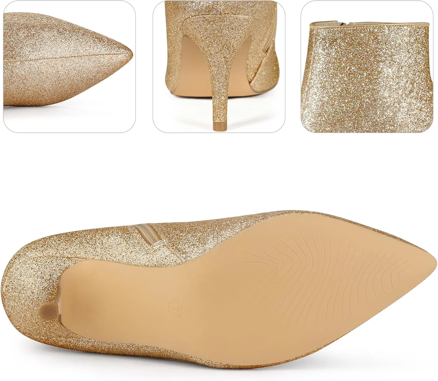 Perphy Glitter Sequin Pointed Toe Stiletto Heel Ankle Boots for Women