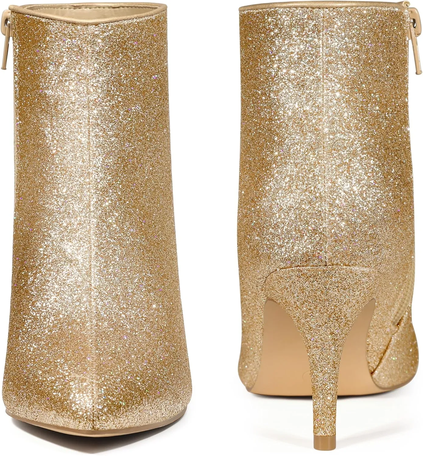 Perphy Glitter Sequin Pointed Toe Stiletto Heel Ankle Boots for Women