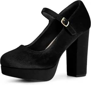 Perphy Platform Chunky Heels Mary Janes Pumps for Women