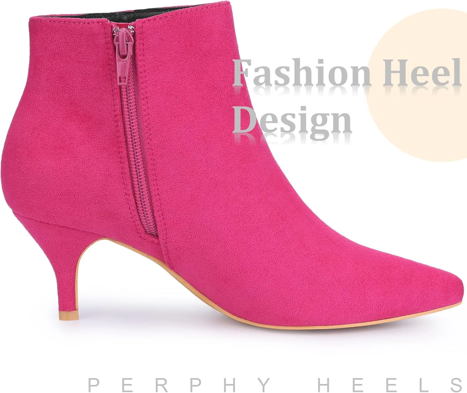 Perphy Pointed Toe Kitten Heels Ankle Booties Stiletto Heels Ankle Boots for Women