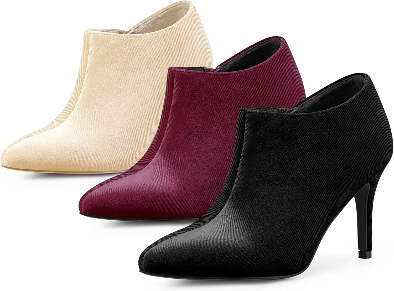 Perphy Velvet Pointy Toe Stiletto Heels Booties for Women