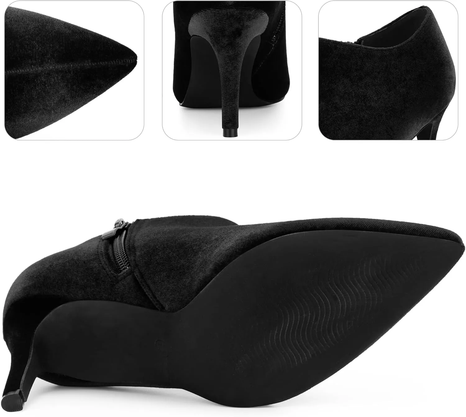 Perphy Velvet Pointy Toe Stiletto Heels Booties for Women