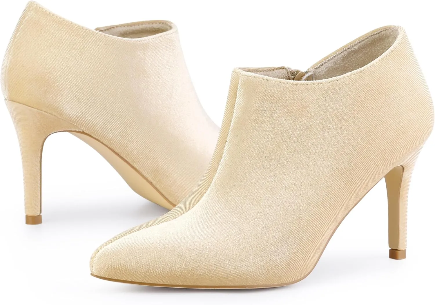 Perphy Velvet Pointy Toe Stiletto Heels Booties for Women