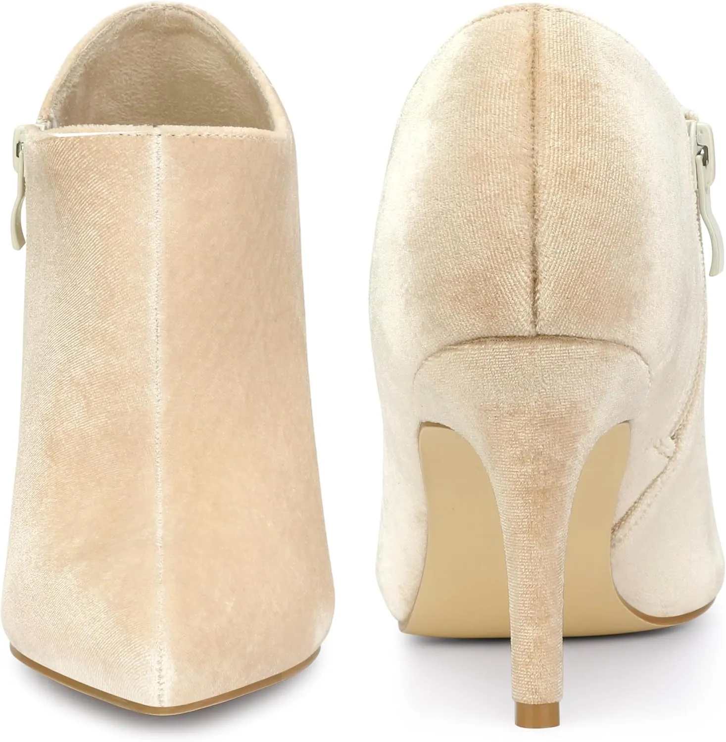 Perphy Velvet Pointy Toe Stiletto Heels Booties for Women