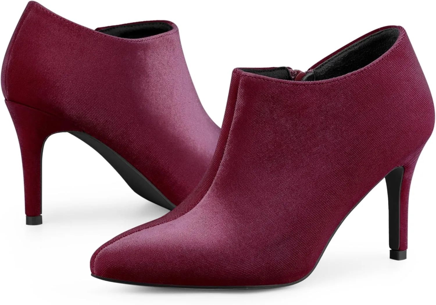 Perphy Velvet Pointy Toe Stiletto Heels Booties for Women