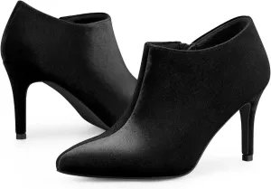 Perphy Velvet Pointy Toe Stiletto Heels Booties for Women