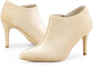 Perphy Velvet Pointy Toe Stiletto Heels Booties for Women