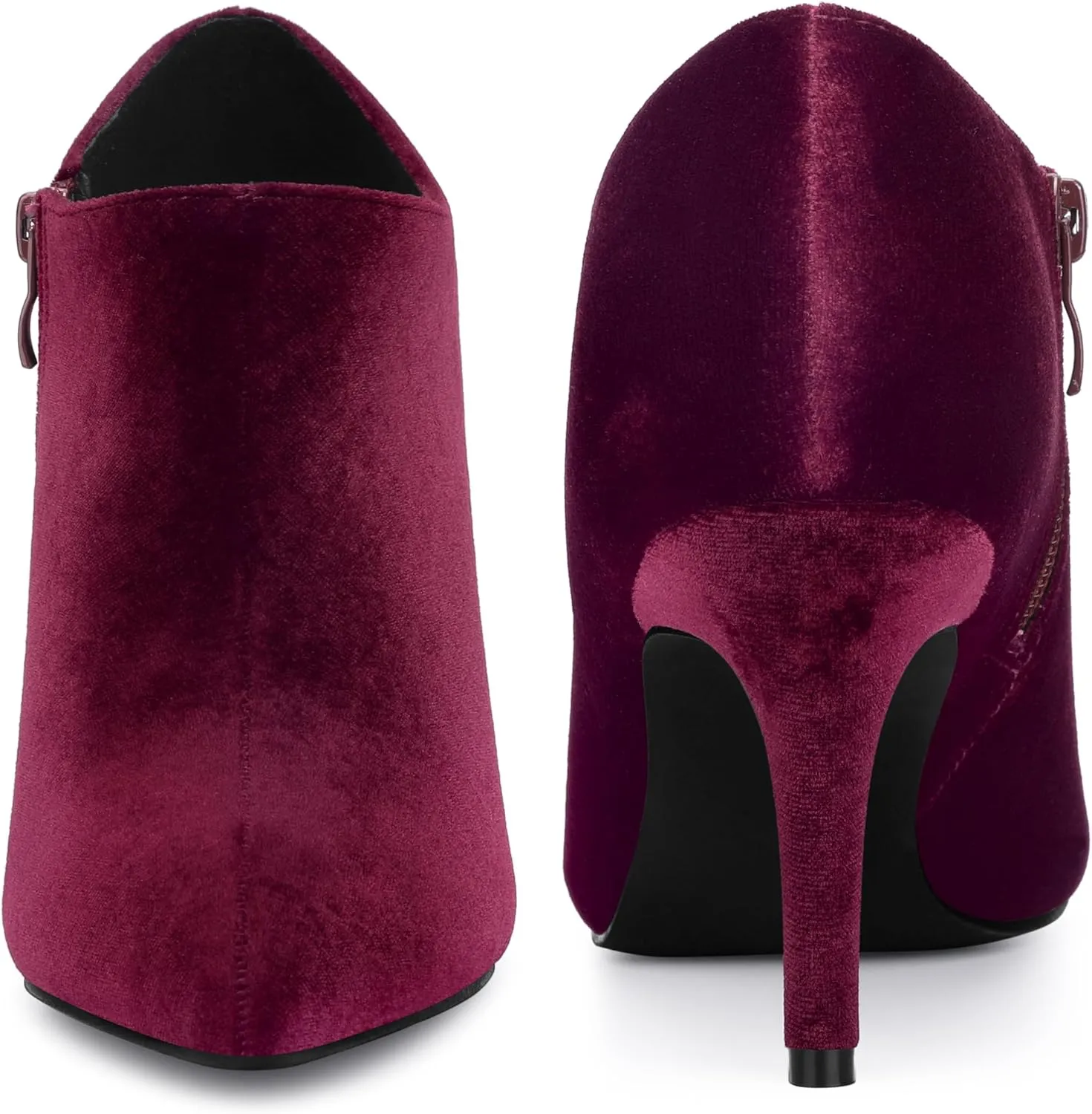 Perphy Velvet Pointy Toe Stiletto Heels Booties for Women