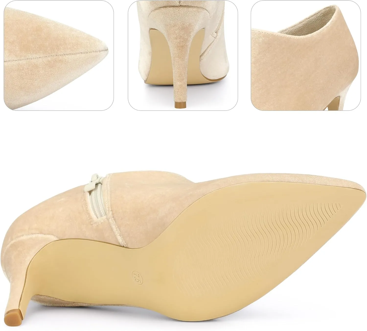 Perphy Velvet Pointy Toe Stiletto Heels Booties for Women