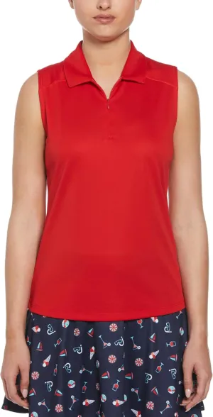 PGA TOUR Women's Airflux Sleeveless Quarter Zip Golf Polo Shirt Moisture-Wicking Fabric