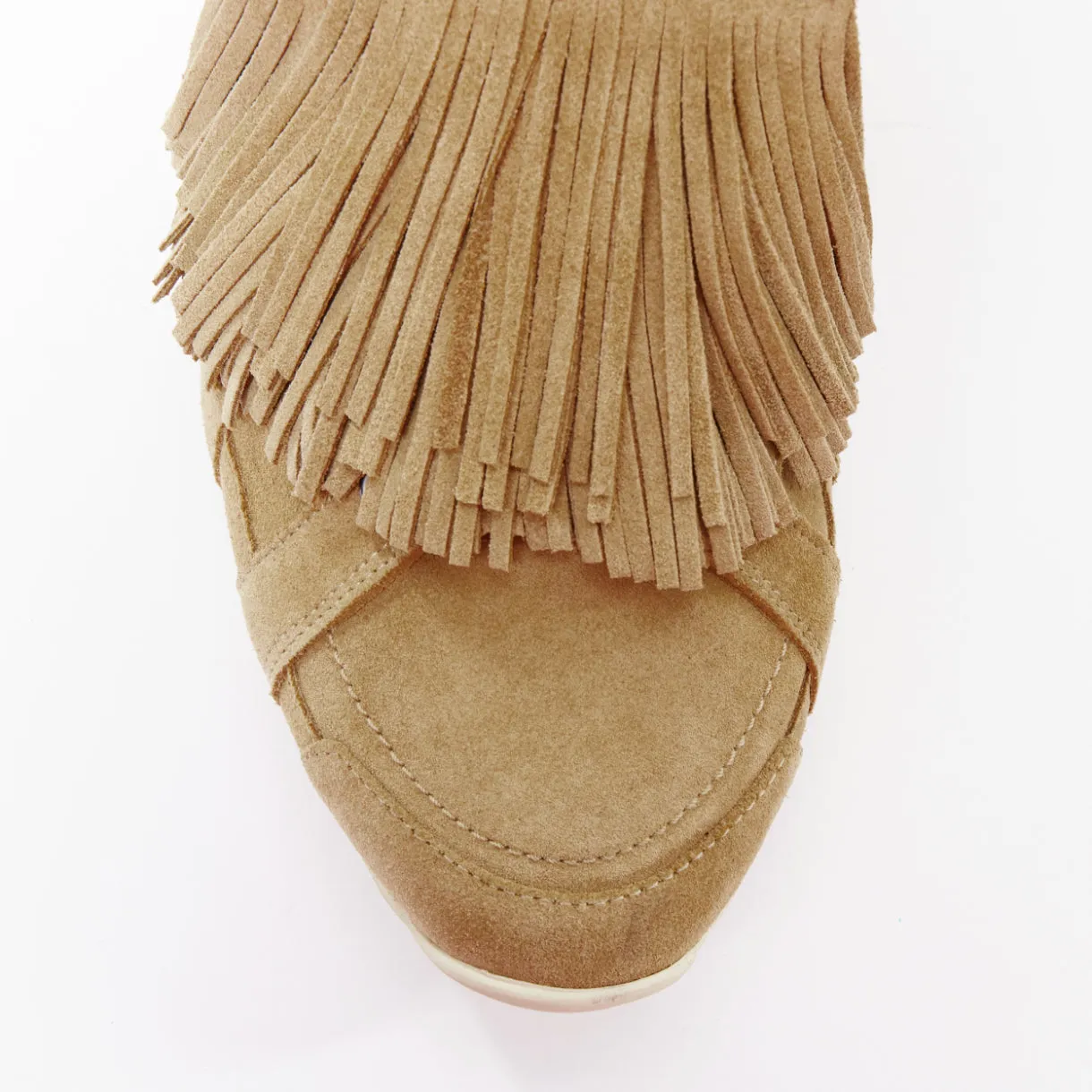 PIERRE HARDY beige suede leather fringe detail loafer sneakers EU43