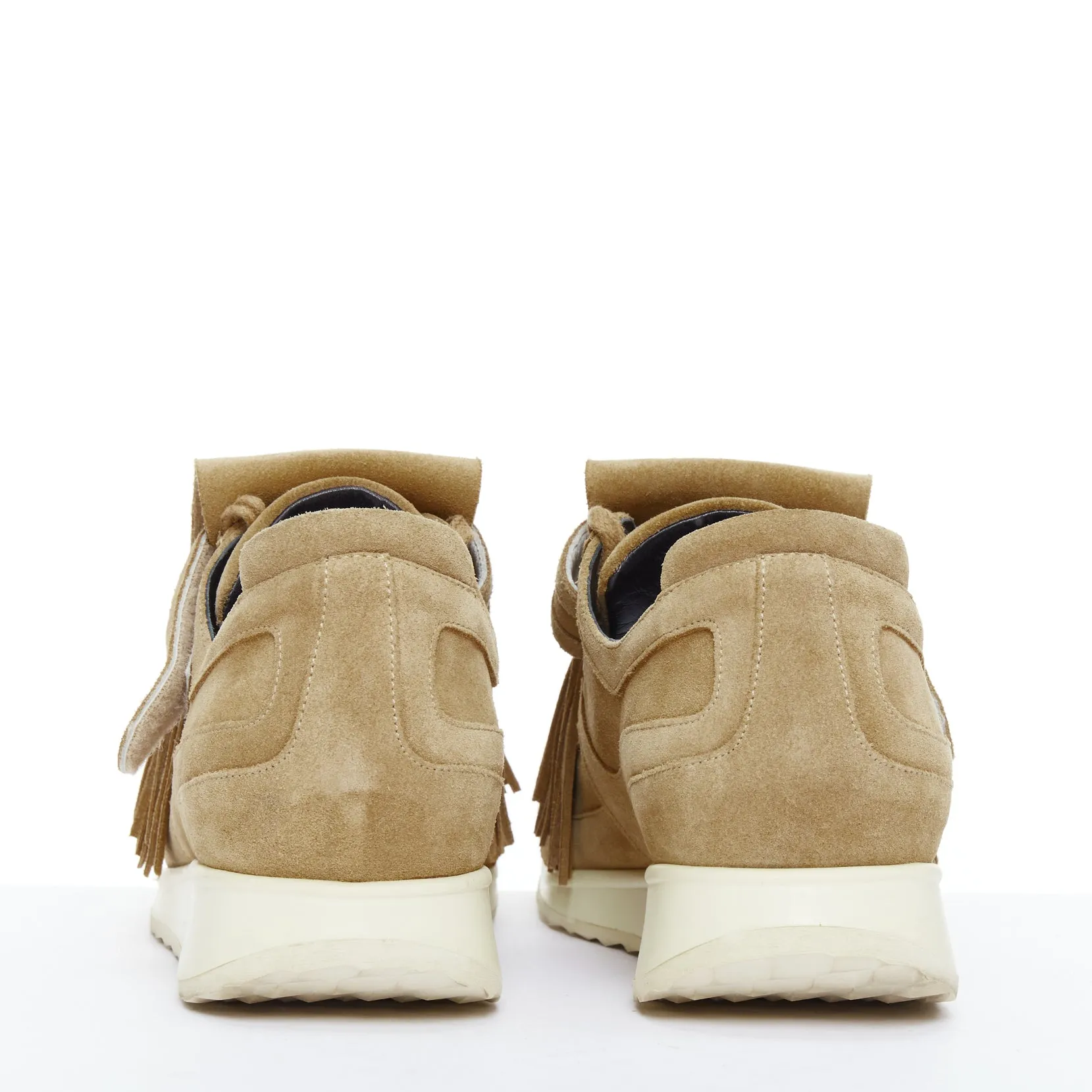 PIERRE HARDY beige suede leather fringe detail loafer sneakers EU43
