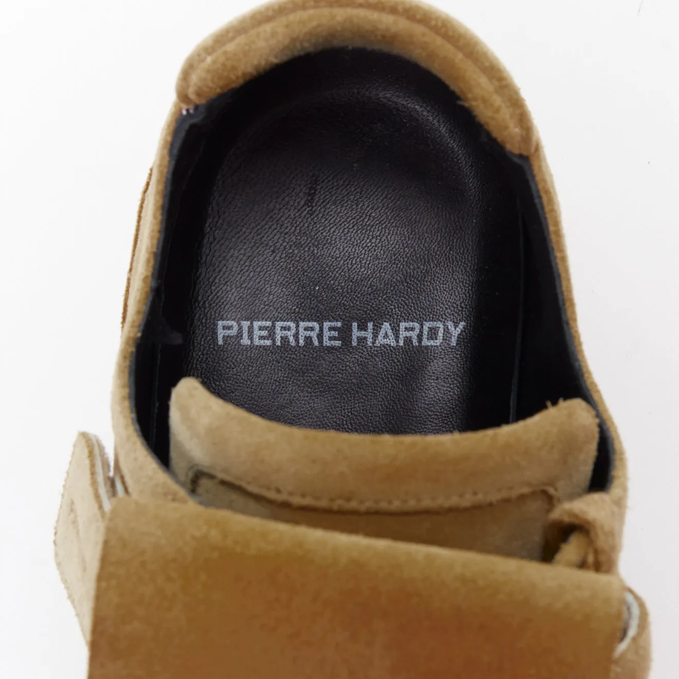 PIERRE HARDY beige suede leather fringe detail loafer sneakers EU43