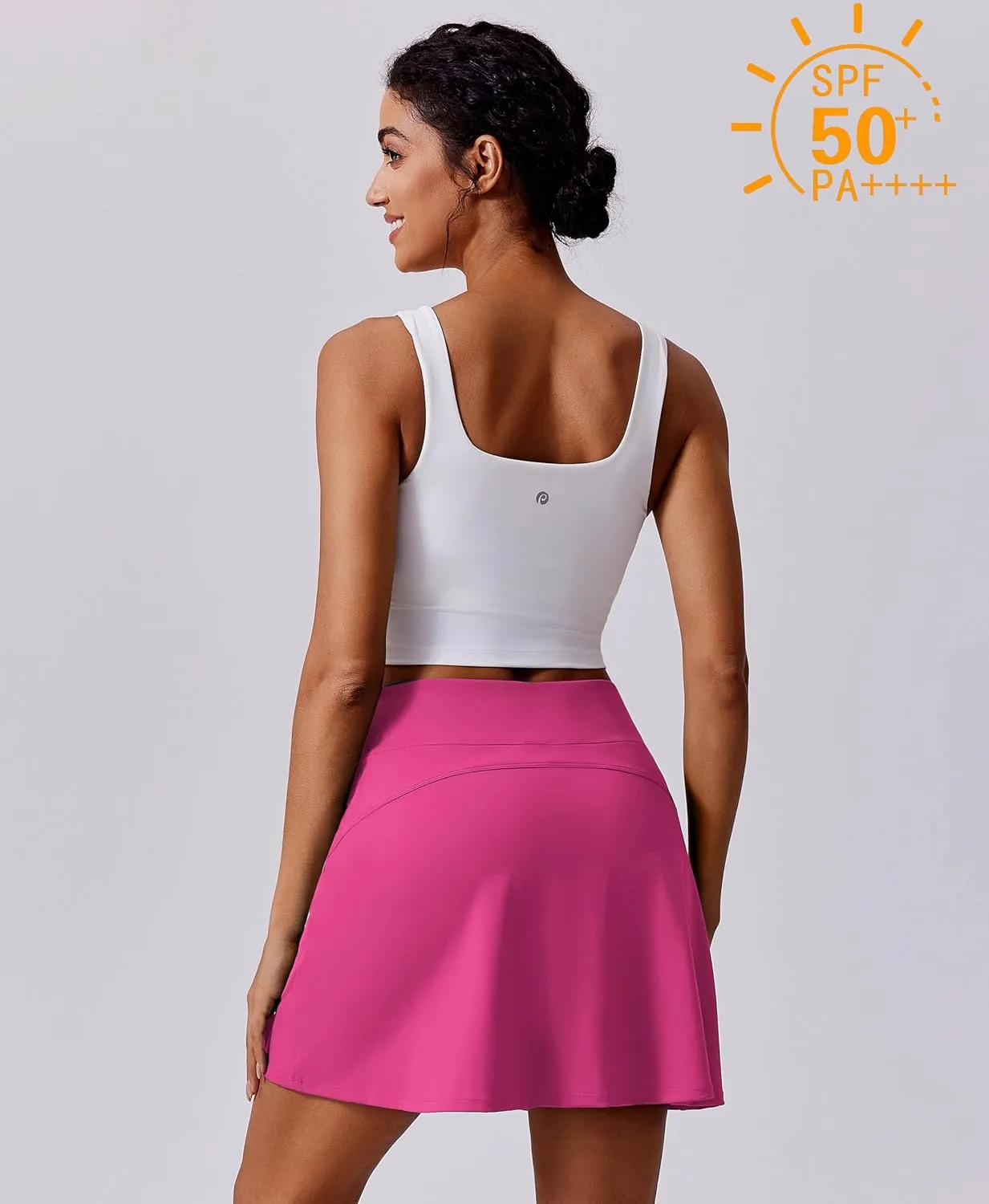 PINSPARK 18" Golf Skorts for Woman High Waisted Tennis Skirt UPF 50  Athletic Skort Skirts with 4 Pockets Workout Pickleball