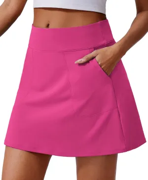 PINSPARK 18" Golf Skorts for Woman High Waisted Tennis Skirt UPF 50  Athletic Skort Skirts with 4 Pockets Workout Pickleball
