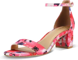 PIZZ ANNU Women's Low Block Chunky Heels Sandals Comfortable Open Toe Ankle Strap Party Dress Pump Shoes Strappy Buckle Heeled Sandal with 2 Inches Tall Thick Heel Design