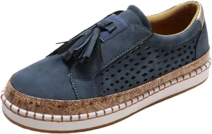 Platform Loafers for Women Walking Shoes Fashion Slip On Sneakers Comfortable Tassel Casual Work Shoes Chunky Loafer