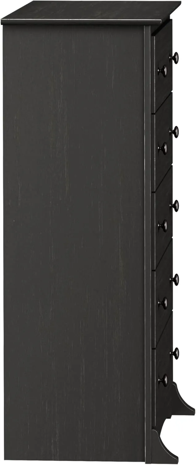 Prepac Sonoma Traditional 5-Drawer Tall Dresser for Bedroom, Functional Bedroom Dresser Chest of Drawers 17.75" D x 31.5" W x 44.75" H, Washed Black