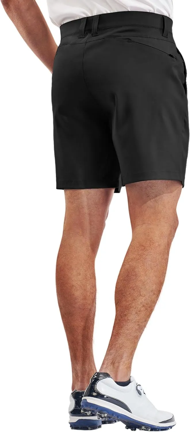 PULI Men's Golf Dress Shorts Flat Front Hybrid 7 Inch Lightweight Quick Dry Chino Casual with Pockets