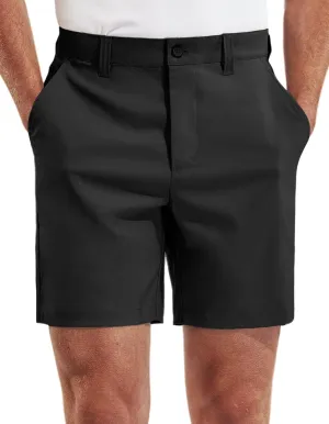 PULI Men's Golf Dress Shorts Flat Front Hybrid 7 Inch Lightweight Quick Dry Chino Casual with Pockets