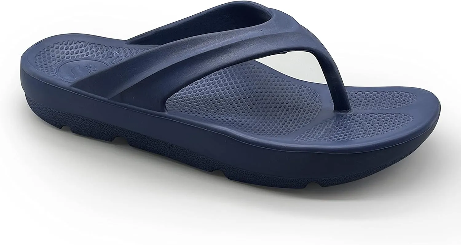 Pure Stride Therapeutic Flip Flops, Orthotic Thong Sandals for Plantar Fasciitis, Metatarsal and Heel Spurs, Feet Pain Relief and Arch Support - Navy, Women’s Size 7