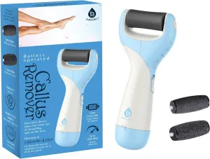 Pursonic Foot Callus Remover Battery-Operated Electric Foot Scrub Pedicure Tool- Electronic Foot File Dead Skin Remover for Feet with 2 Spinning Foot Pumice Heads for Cracked Skin